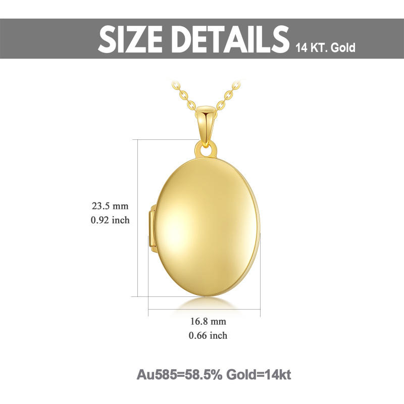 Collier pendentif ovale personnalisé en or 14 carats avec photo-6