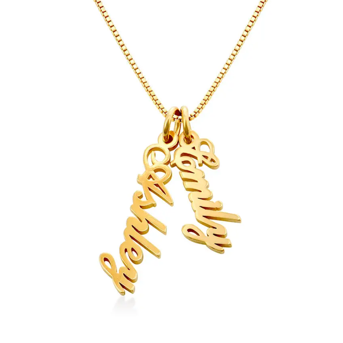 18K Gold Personalized Vertical Nameplate Necklace-3