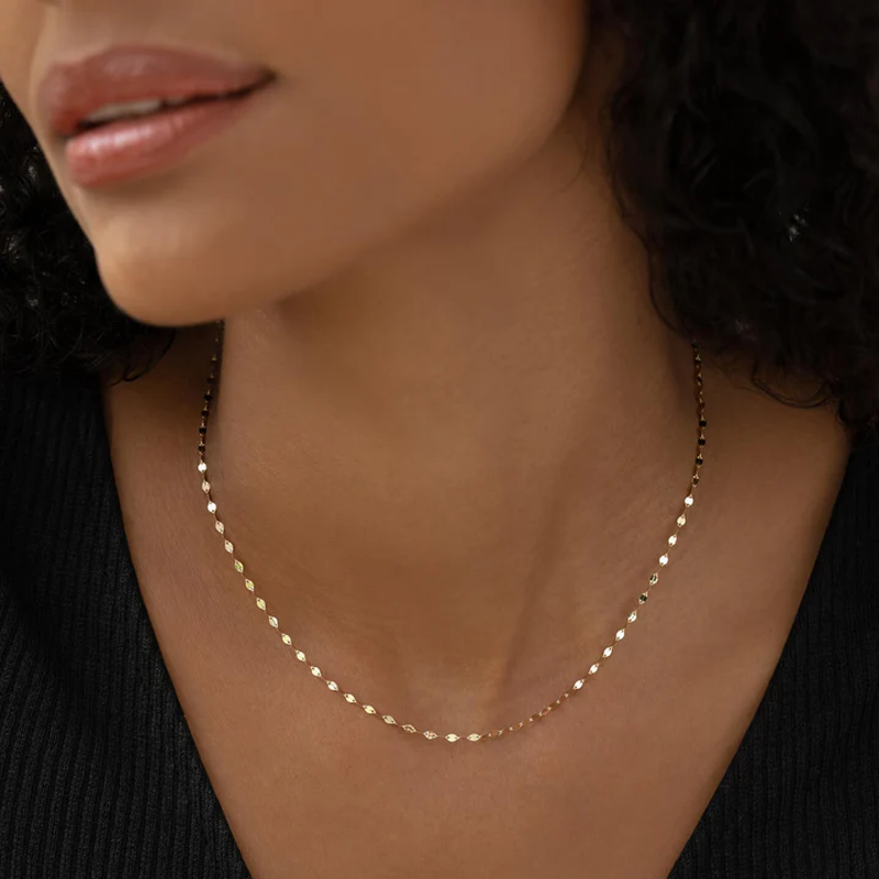 Collar de cadena de pétalos de oro de 14 k-2