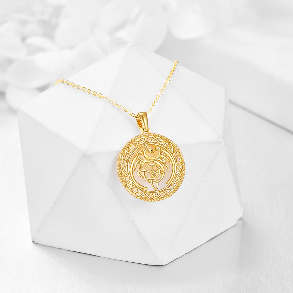 10K Gold Phoenix & Celtic Knot Pendant Necklace-3