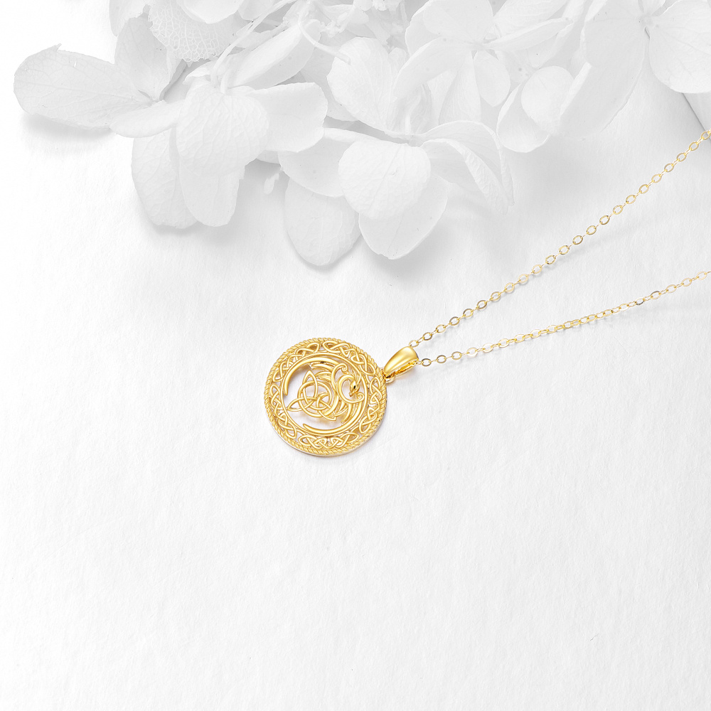 10K Gold Phoenix & Celtic Knot Pendant Necklace-4