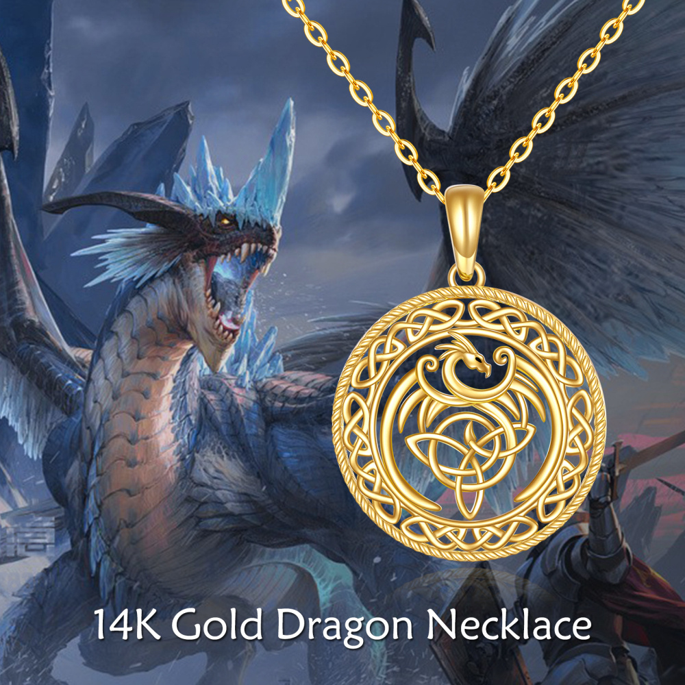 10K Gold Phoenix & Celtic Knot Pendant Necklace-5