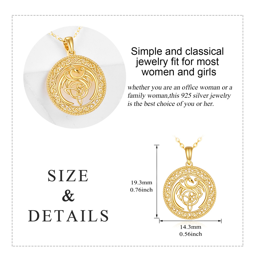 10K Gold Phoenix & Celtic Knot Pendant Necklace-6