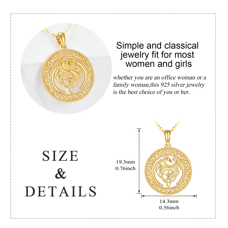 14K Gold Phoenix & Celtic Knot Pendant Necklace-6