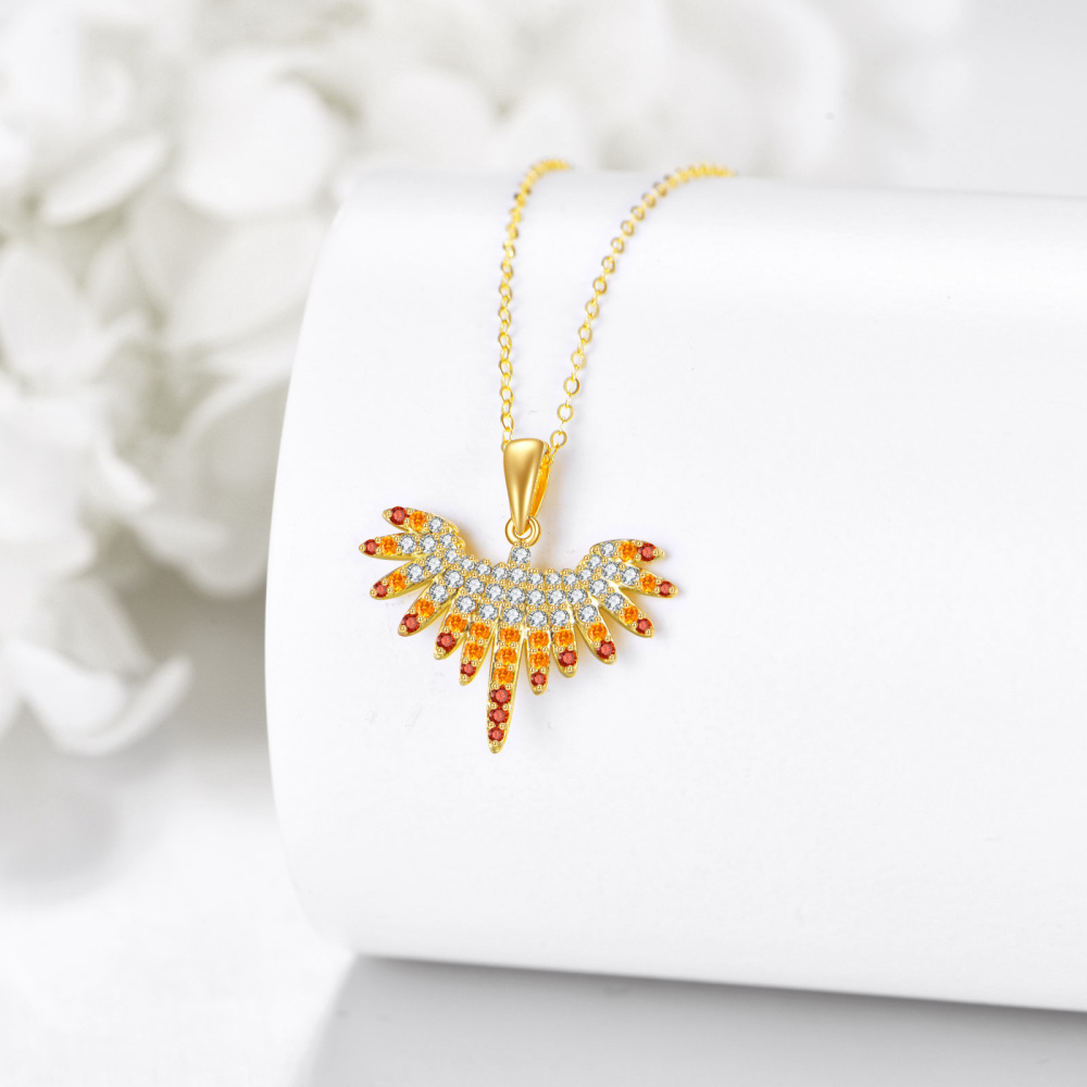 10K Gold Cubic Zirconia Phoenix Pendant Necklace-4