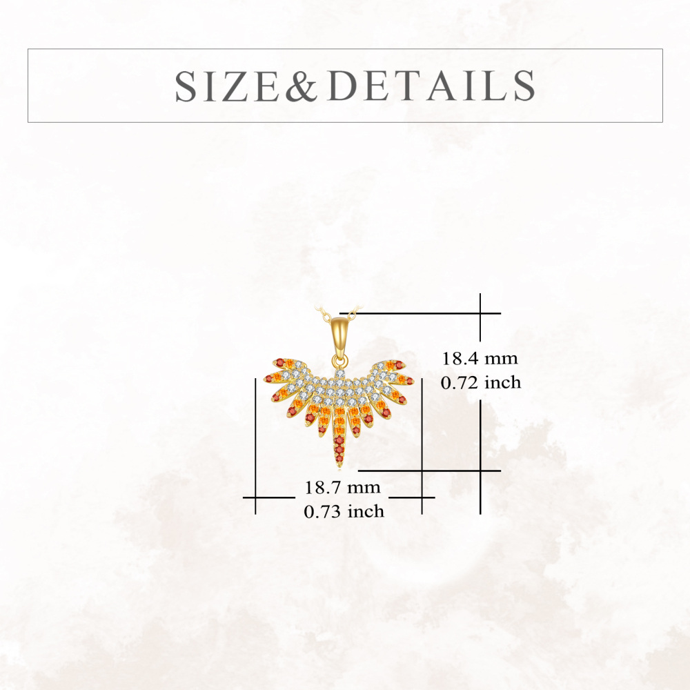 10K Gold Cubic Zirconia Phoenix Pendant Necklace-5