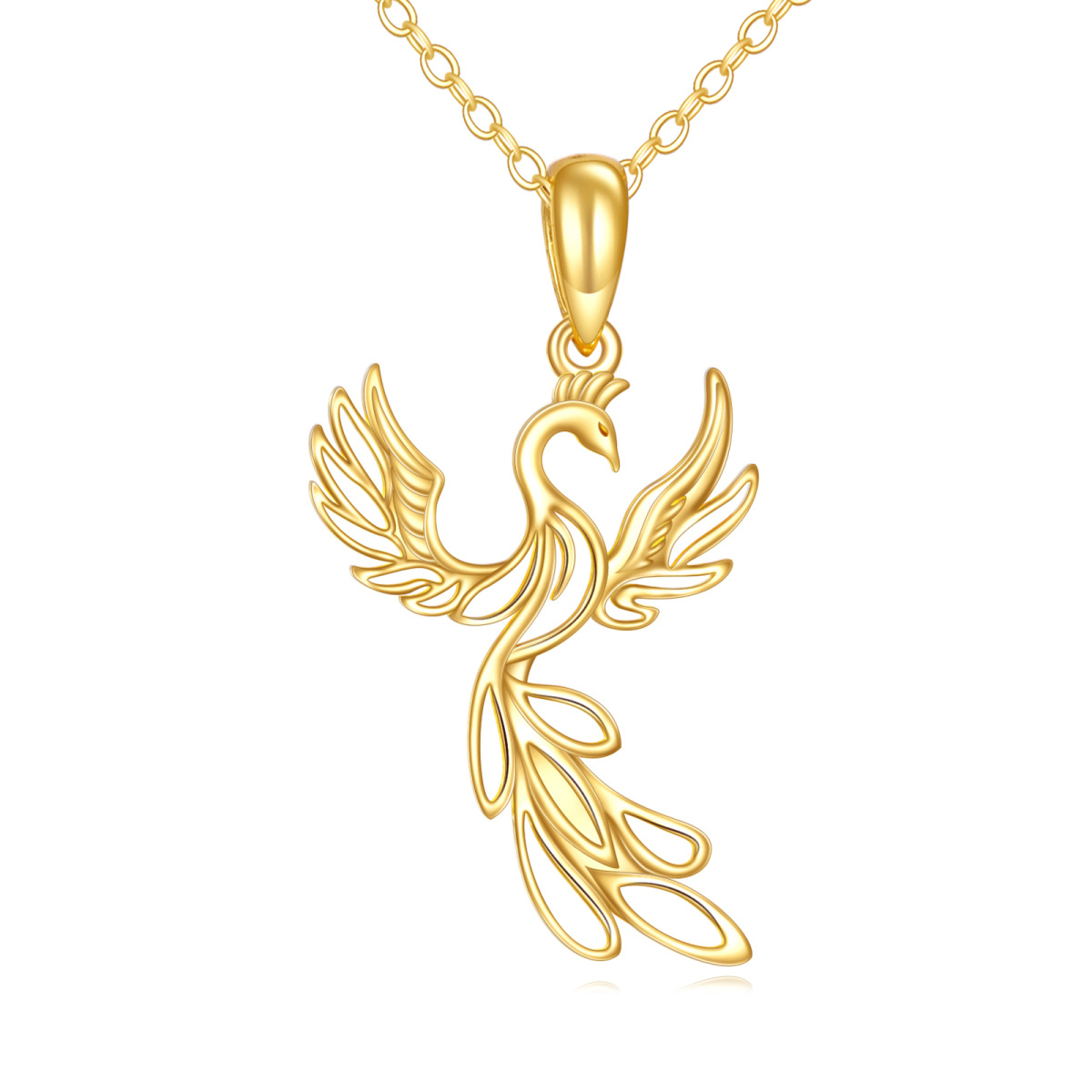 18K Gold Phoenix Pendant Necklace-1