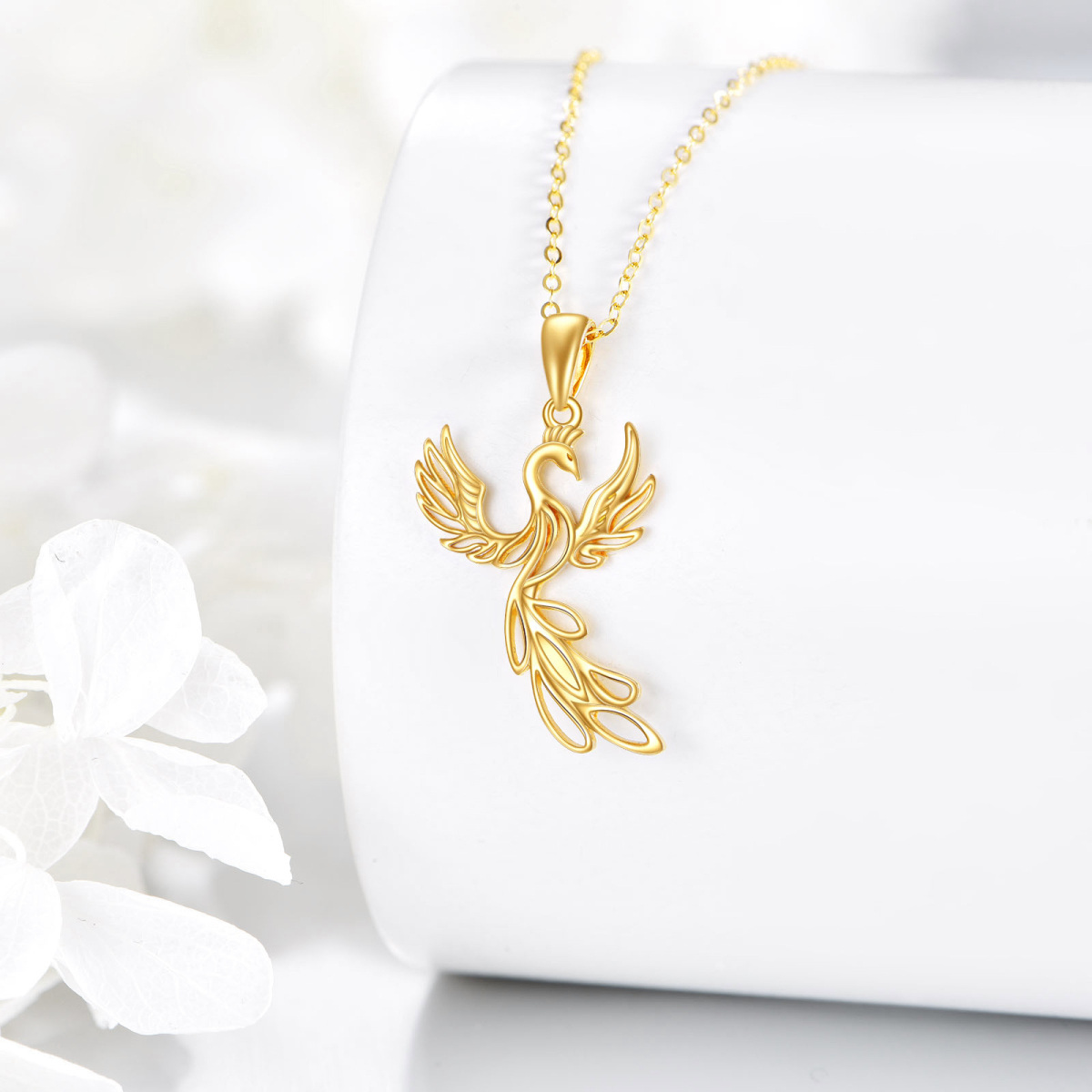 Colar com pingente de fênix em ouro 14K-5