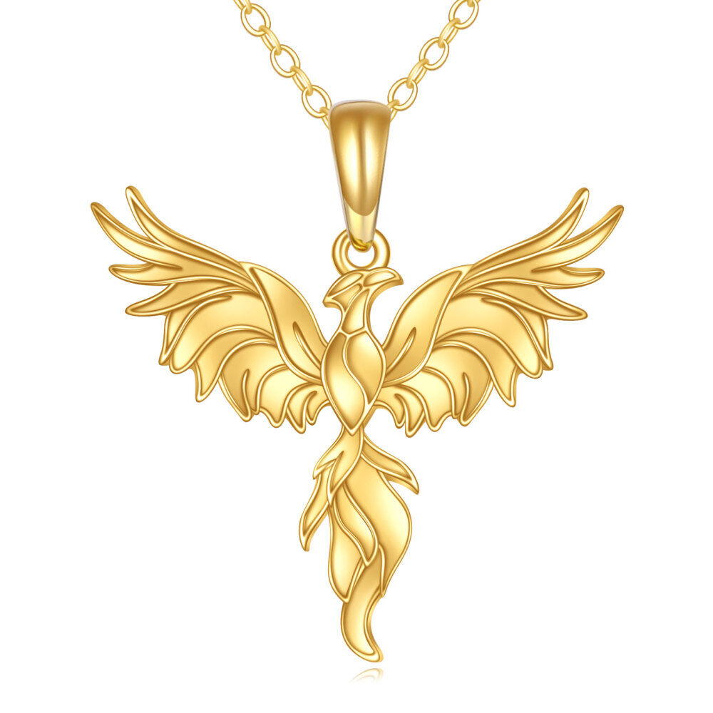 10K Gold Phoenix Pendant Necklace-1