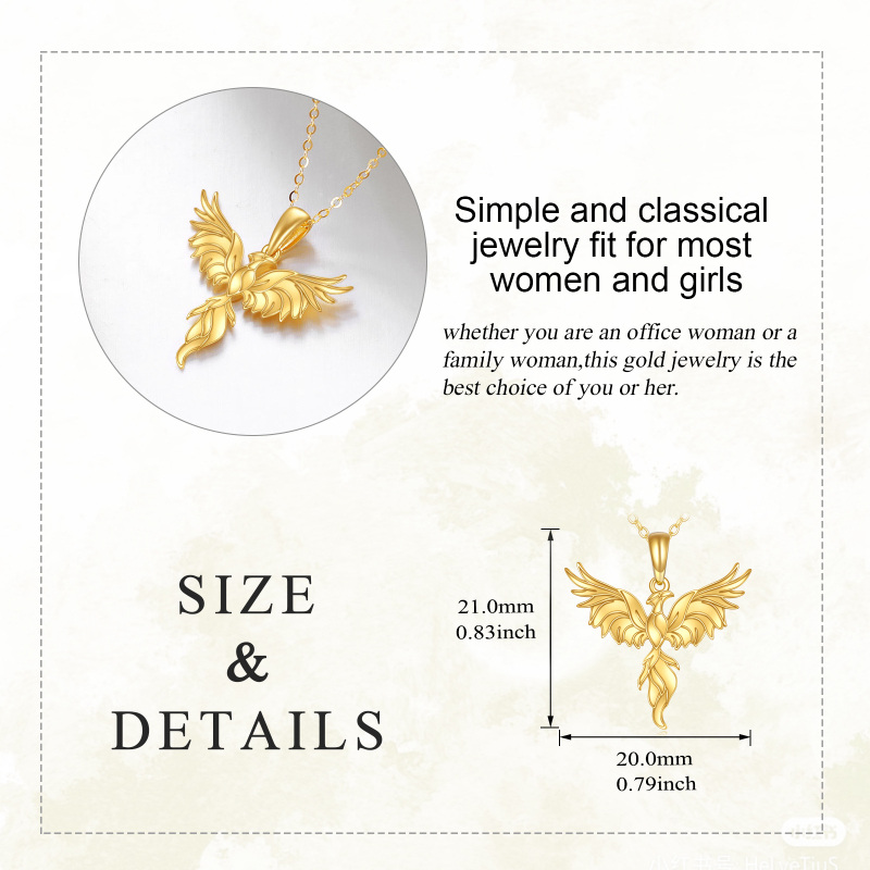 10K Gold Phoenix Pendant Necklace-6