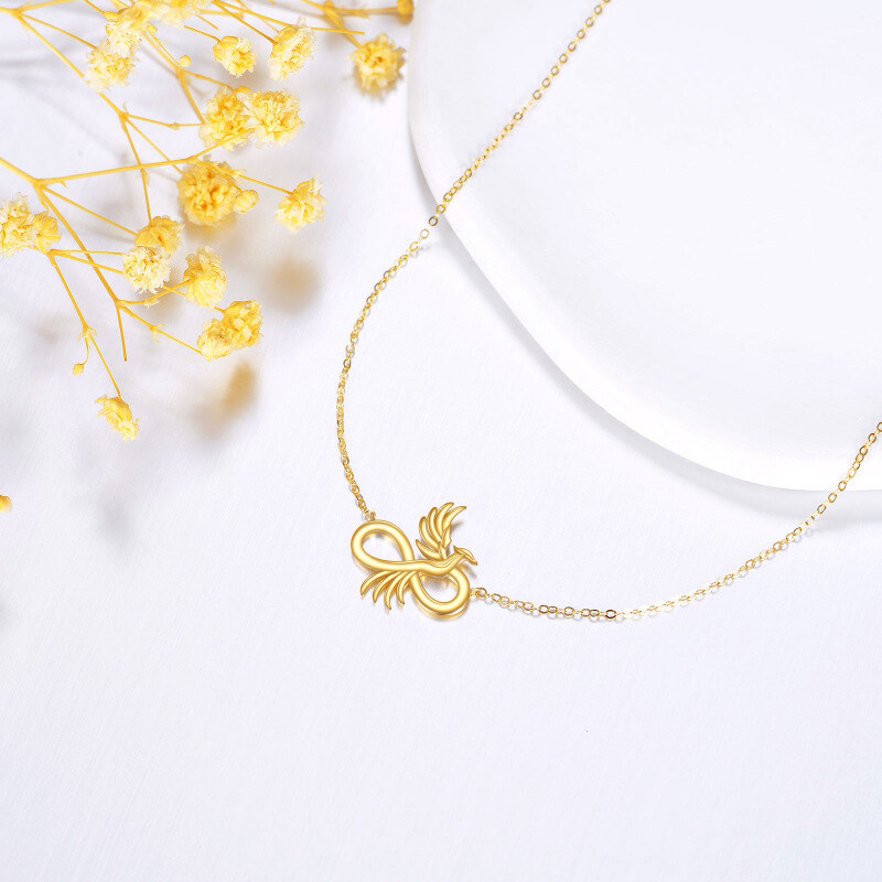 Colar com Pingente de Fênix em Ouro 14K-3
