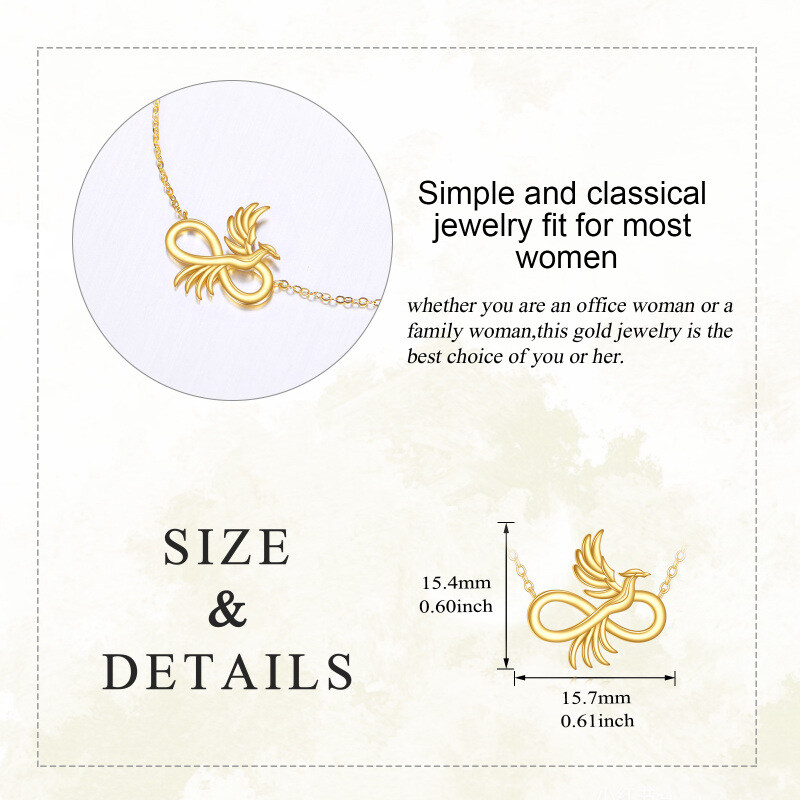 Colar com Pingente de Fênix em Ouro 14K-4