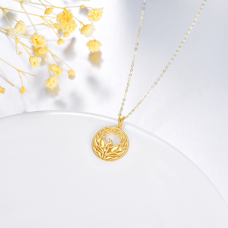 14K Gold Phoenix Pendant Necklace-4