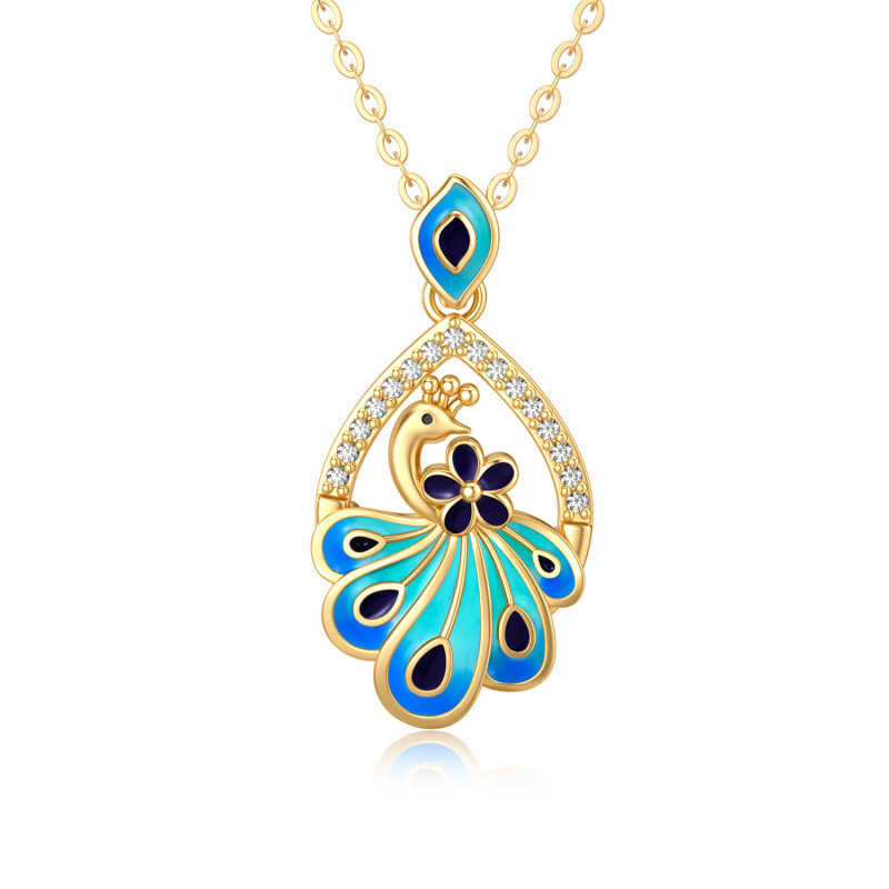 10K Gold Cubic Zirconia Phoenix Pendant Necklace-1