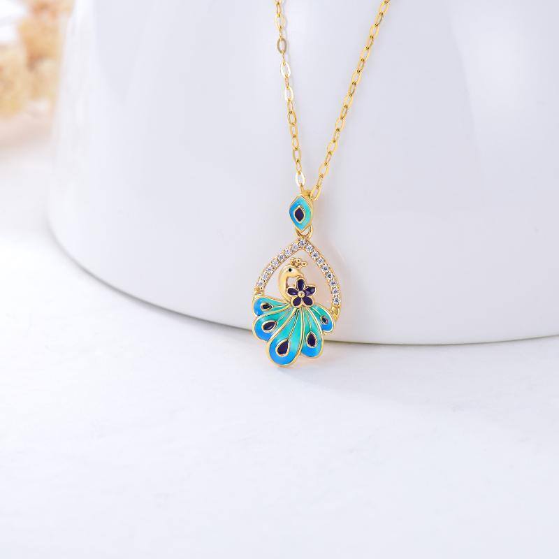 14K Gold Cubic Zirconia Phoenix Pendant Necklace-3