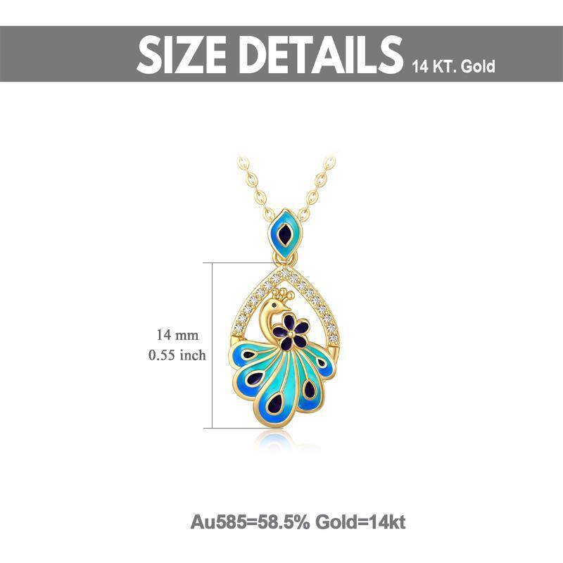 14K Gold Cubic Zirconia Phoenix Pendant Necklace-5