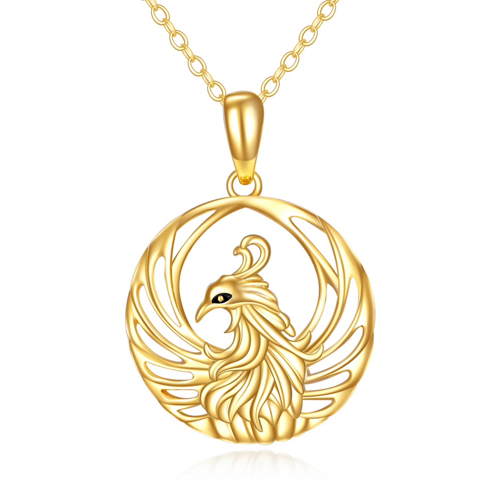 10K Gold Phoenix Pendant Necklace-1