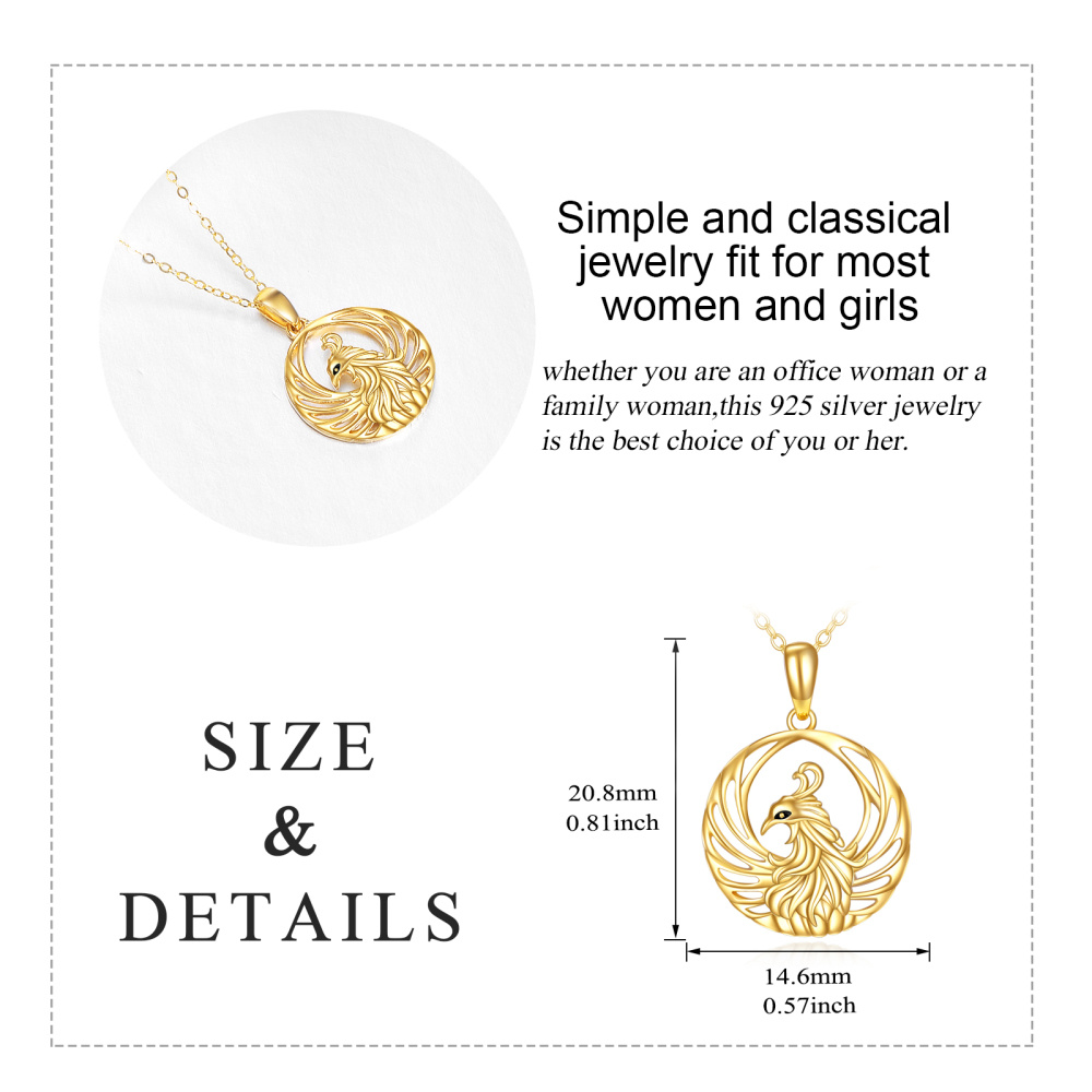 10K Gold Phoenix Pendant Necklace-6