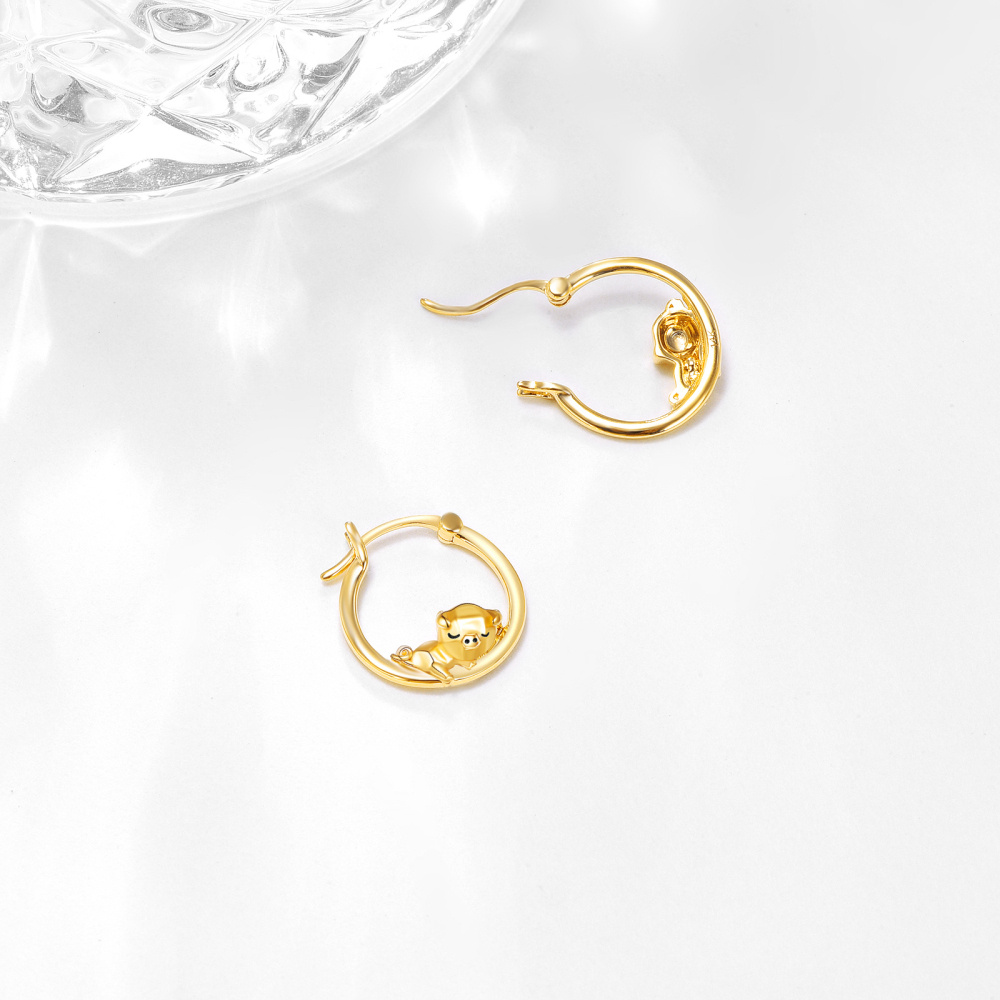 10K Gold Pig Hoop Earrings-4