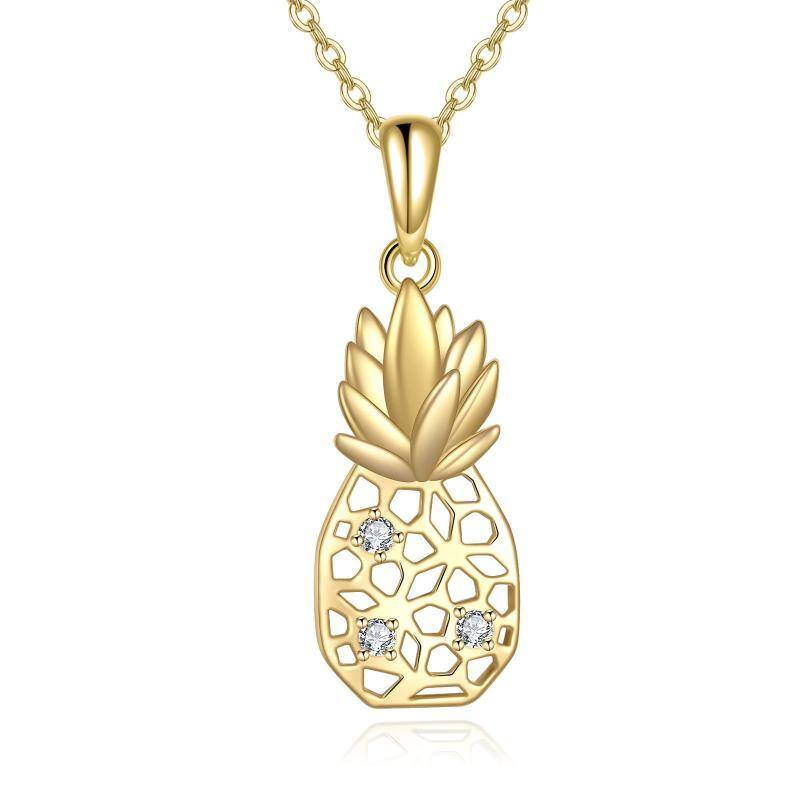 Collana con ciondolo a forma di ananas in oro 14K-1