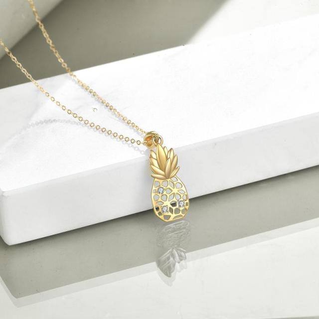 Collier à pendentif ananas en or 14K-3