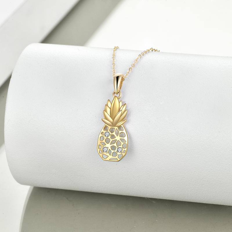 14K Gold Pineapple Pendant Necklace-4