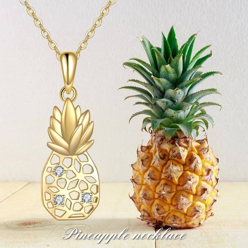 14K Gold Ananas-Anhänger Halskette-5