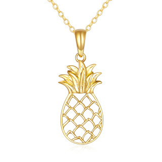 14K Gold Pineapple Pendant Necklace-3