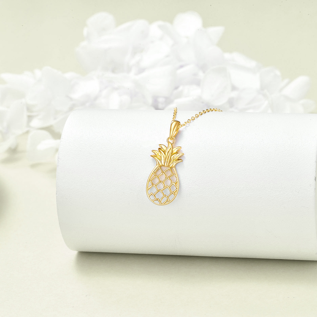 14K Gold Pineapple Pendant Necklace-3