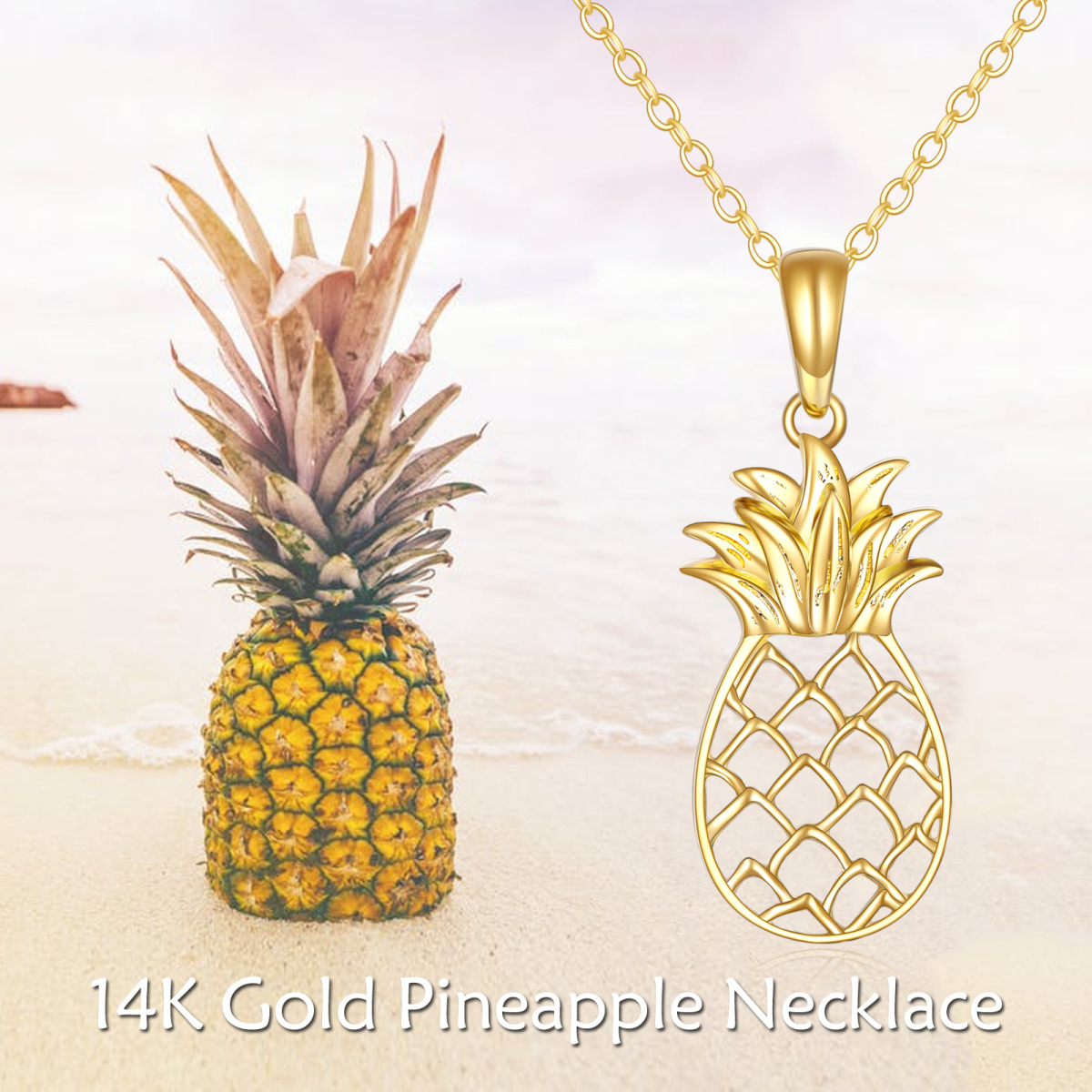 14K Gold Ananas-Anhänger Halskette-6