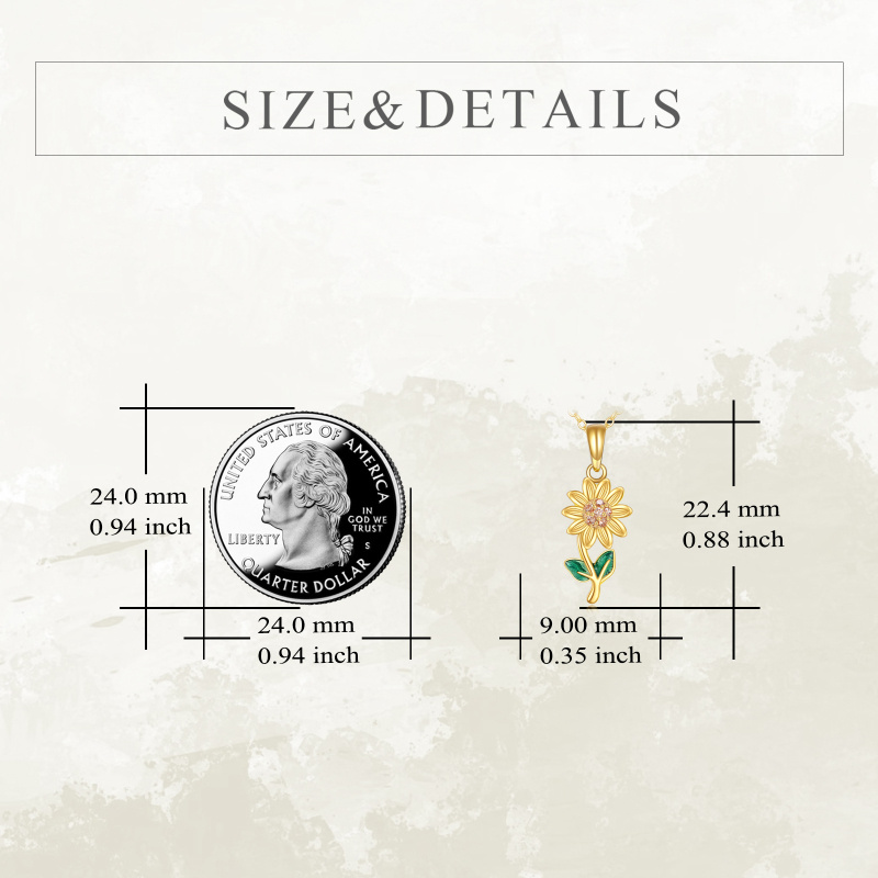 10K White Gold Cubic Zirconia Sunflower Pendant Necklace-6