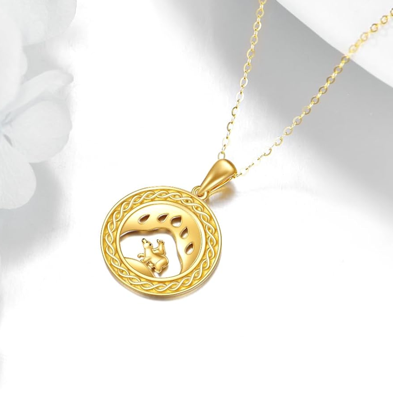 10K Gold Polar Bear Celtic Spiral Knot Round Necklace for Women-4