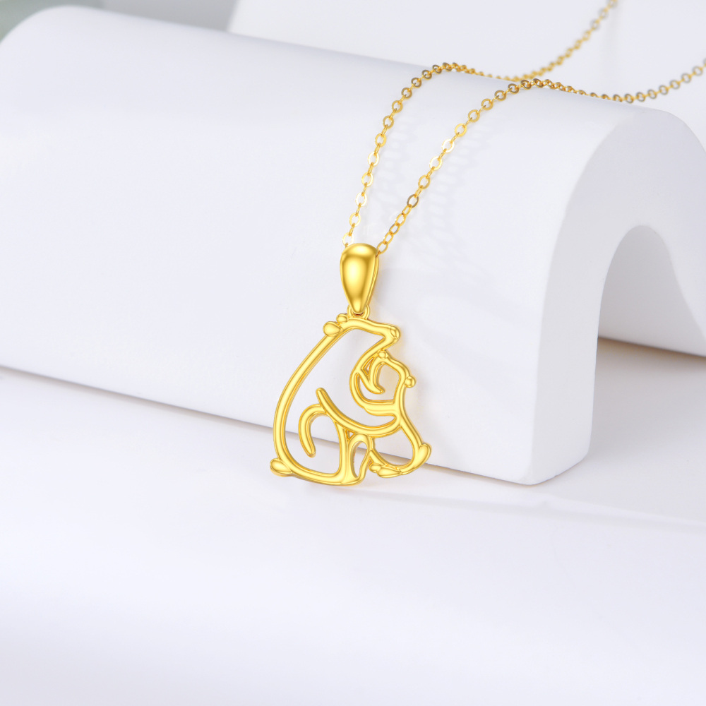 10K Gold Polar Bear Pendant Necklace-3