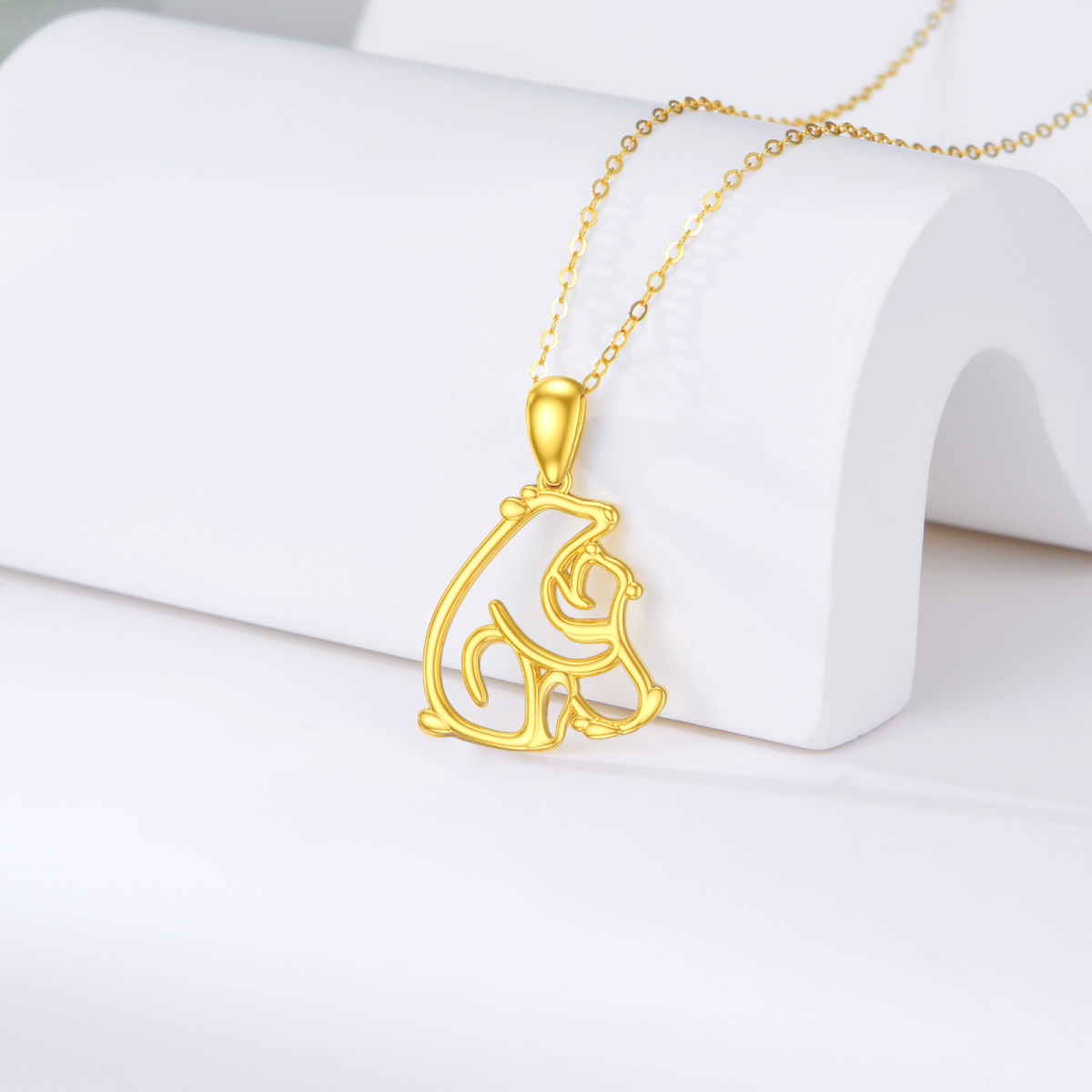 14K Gold Polar Bear Pendant Necklace-3