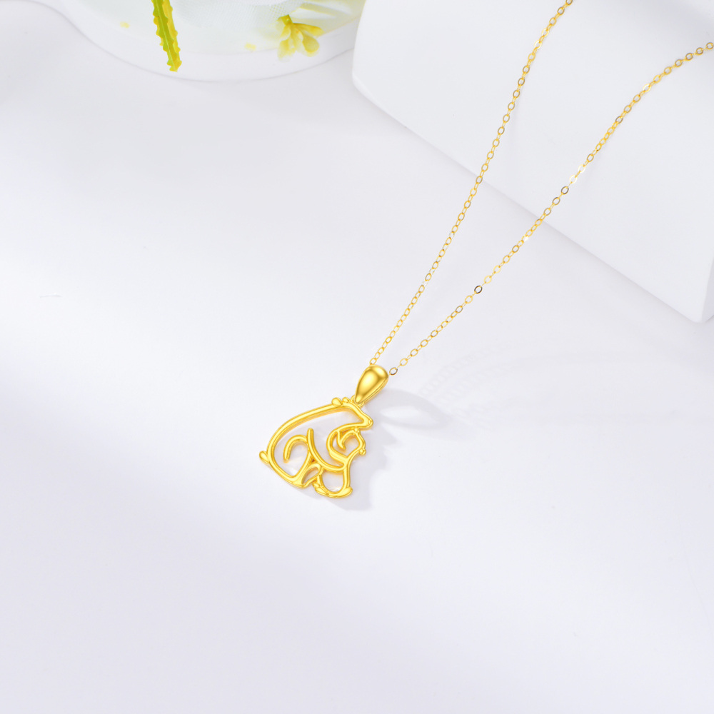 10K Gold Polar Bear Pendant Necklace-4