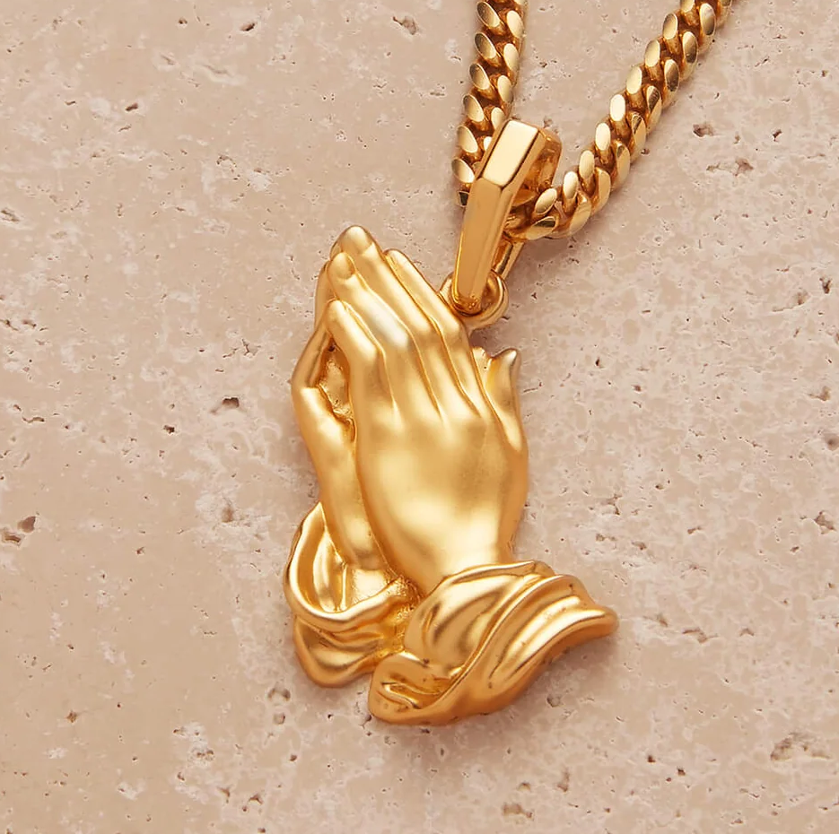 14K Gold Praying Hands Pendant-3
