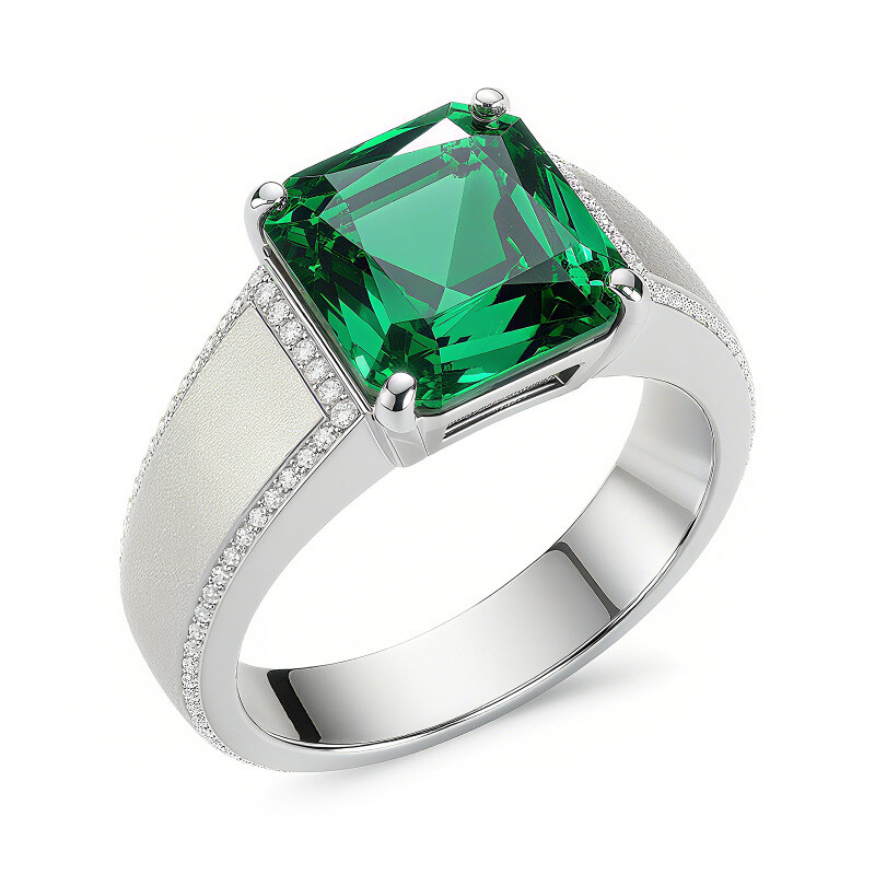 14K-Gold-Prinzessin-Schliff-Smaragd-Verlobungsring-2