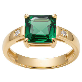 14K Gold Prinzessin-Schliff Smaragd-Verlobungsring-9
