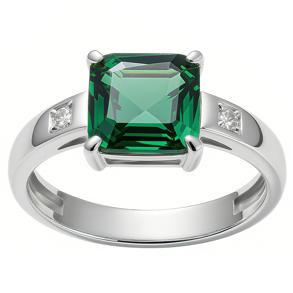 14K Gold Prinzessin-Schliff Smaragd-Verlobungsring-2