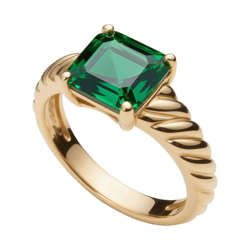 14K Gold Prinzessin-Schliff Smaragd-Verlobungsring-11