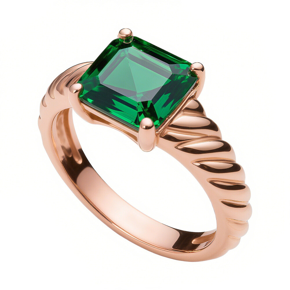 14K Gold Prinzessin-Schliff Smaragd-Verlobungsring-3