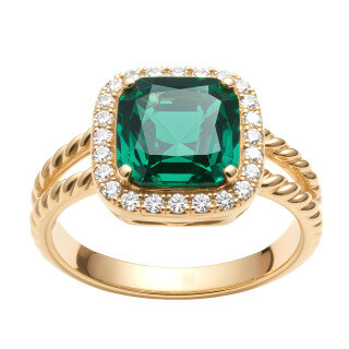 14K Gold Prinzessin-Schliff Smaragd-Verlobungsring-11