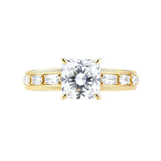 14K Gold Princess Cut Moissanite Engagement Ring-15