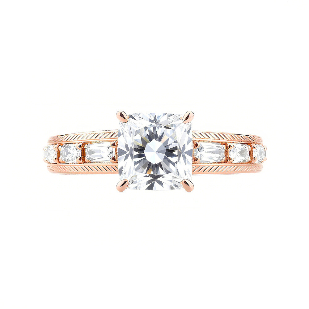 14K Gold Princess Cut Moissanite Engagement Ring-3