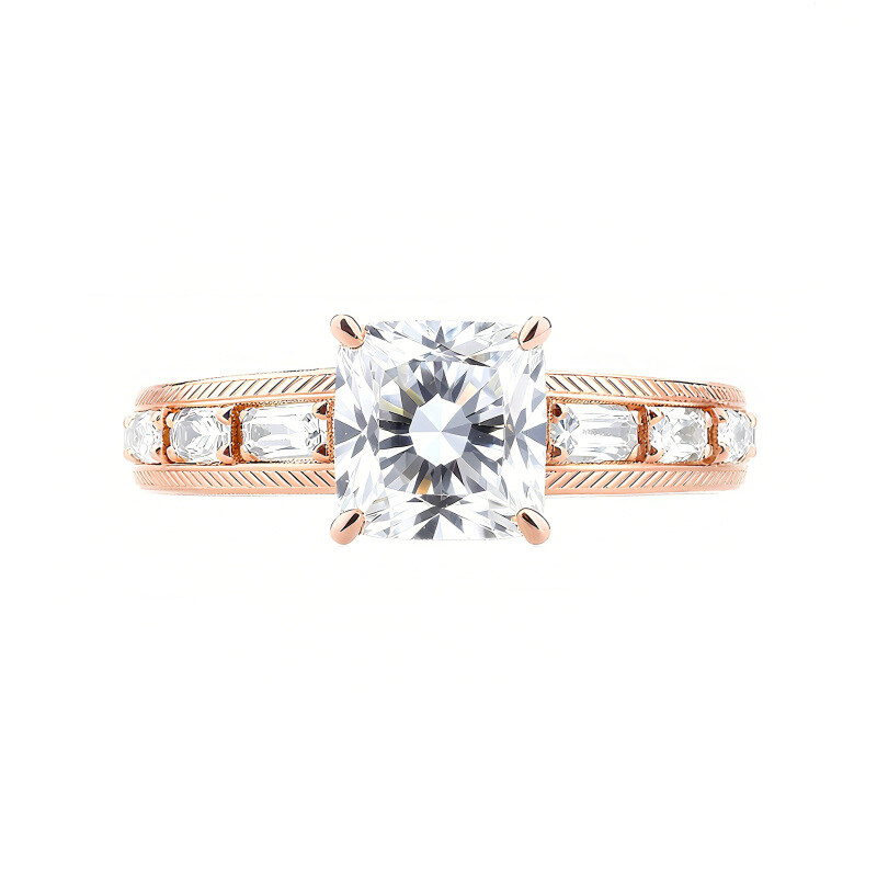 14K Gold Princess Cut Moissanite Engagement Ring-3