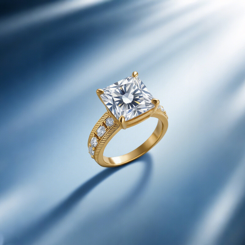 14K Gold Princess Cut Moissanite Engagement Ring-6