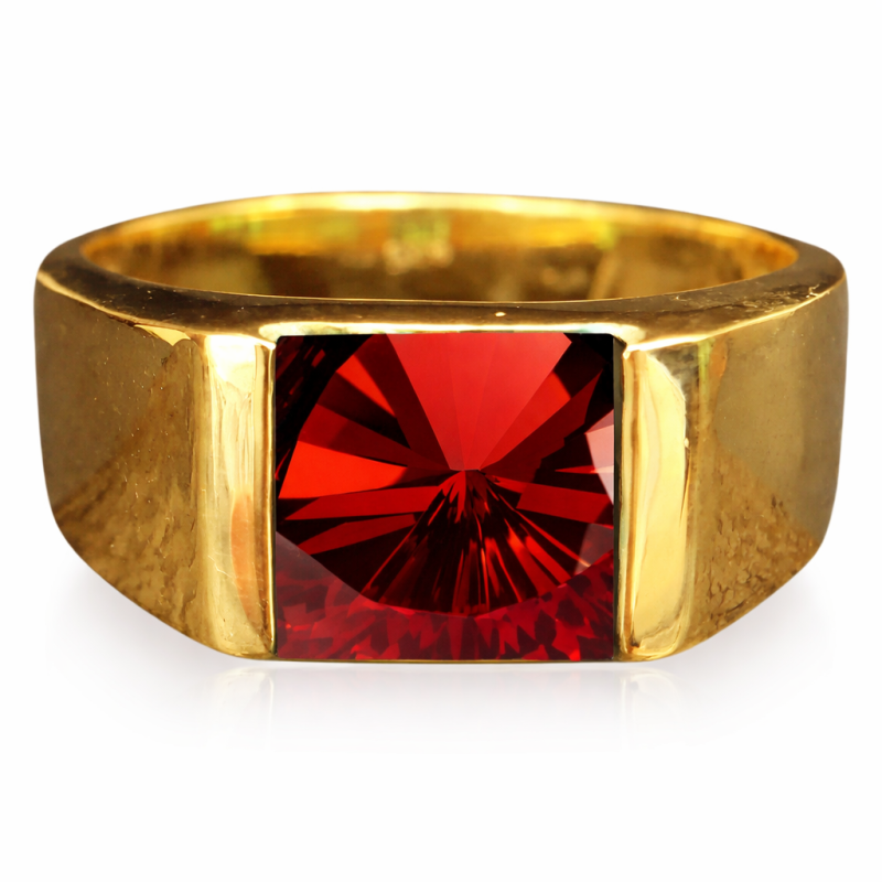 Bague pour homme en or 10K avec rubis taillé princesse-2