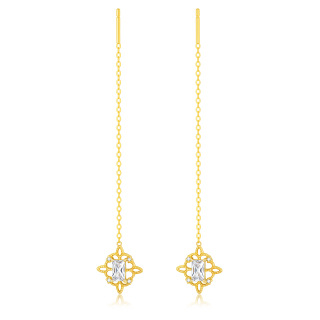 10K Gold Princess-square Shaped Cubic Zirconia Celtic Knot Drop Earrings-48