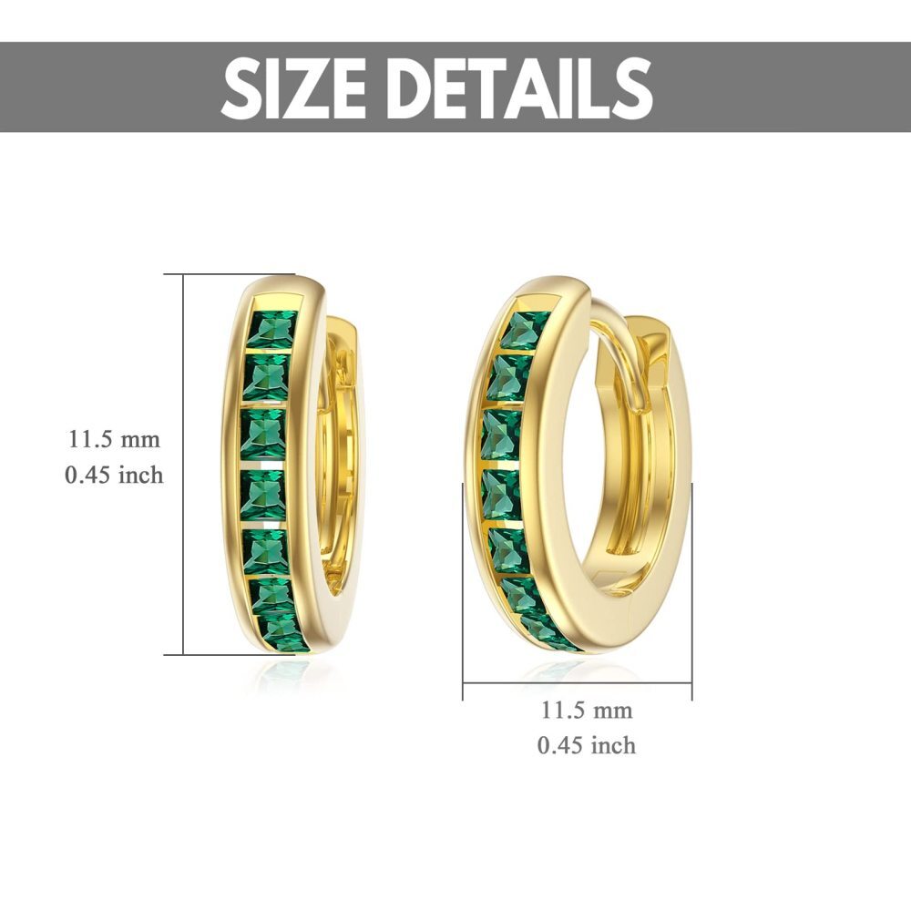10K Gold Princess-square Shaped Cubic Zirconia Square Hoop Earrings-5