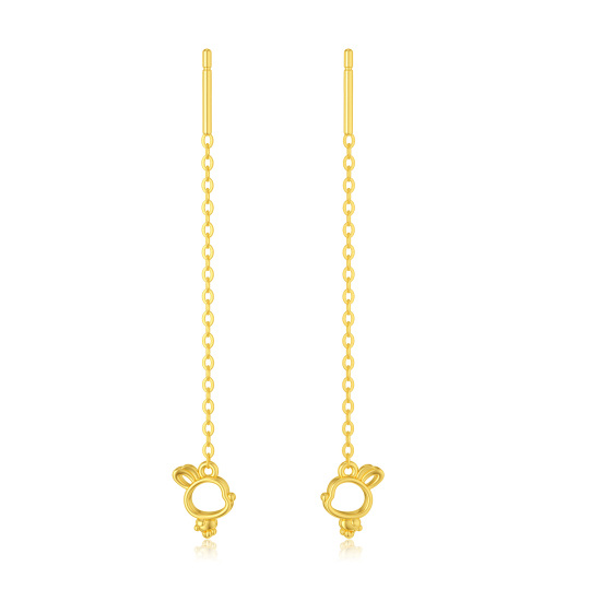 14K Gold Rabbit Drop Earrings